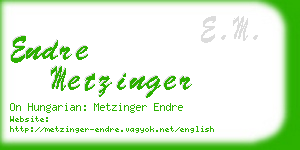 endre metzinger business card